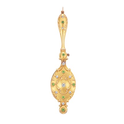 Lot 504 - Art Nouveau Gold, Diamond and Demantoid Garnet Lorgnette