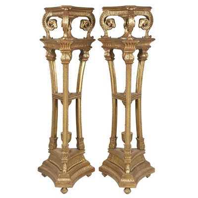 Lot 267 - Pair of Louis XVI Style Gilt-Wood Pedestals...