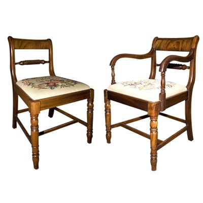 Lot 451 - Set of Eight Regency Mahogany Dining Chairs...