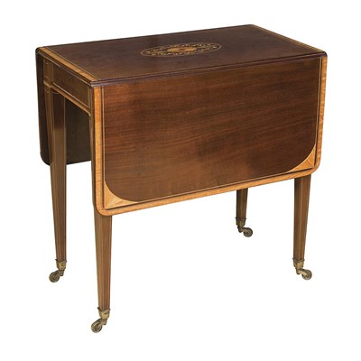 Lot 305 - George III Style Inlaid Mahogany Drop-Leaf...