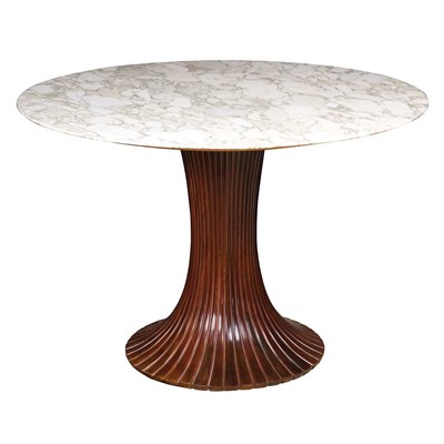 Lot 300 - Saarinen Style Marble Top Mahogany Stained...