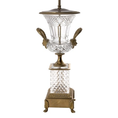 Lot 651 - Empire Style Gilt-Metal Mounted Cut Glass Lamp...