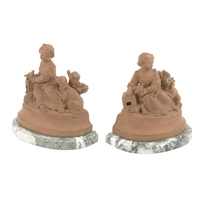 Lot 345 - Companion Pair of French Terra Cotta Figural...