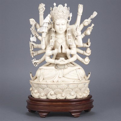 Lot 366 - Chinese Ivory Figure of a Buddhist Deity Early...