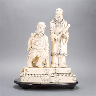Lot 327 - Two Chinese Ivory Figural Groups Early 20th...