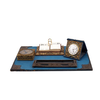 Lot 600 - Two E.F. Caldwell & Co. Silvered Bronze Desk...