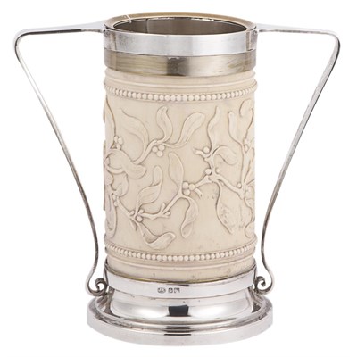 Lot 227 - George V Silver Mounted Carved Ivory Loving...