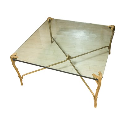 Lot 267 - Glass Top Gilt-Bronze Low Table Height 18...