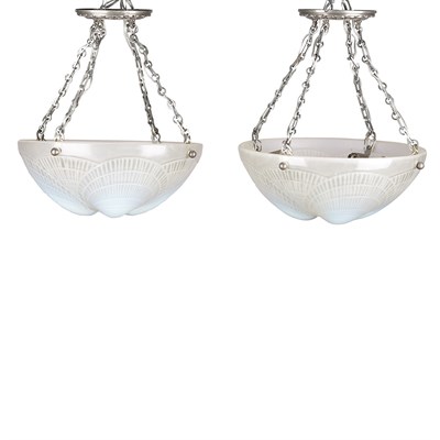 Lot 467 - Pair of Lalique Molded Opalescent Glass...