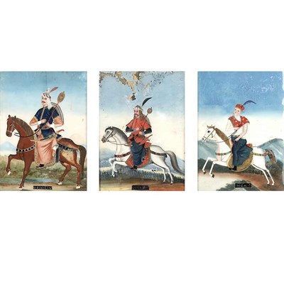 Lot 373 - Set of Three Framed Chinese Export Reverse...