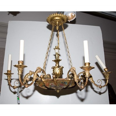 Lot 474 - Victorian Painted Wood Six-Light Chandelier...