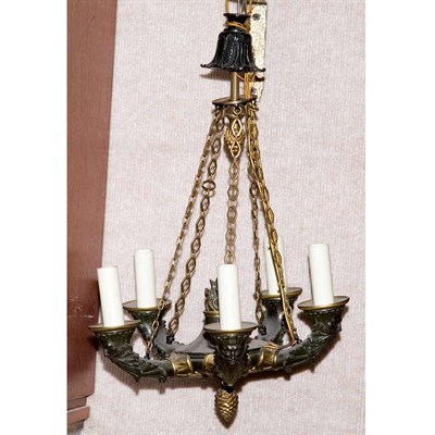 Lot 478 - Empire Style Gilt-Metal Five-Light Chandelier...