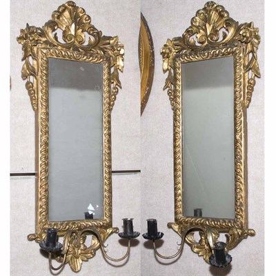 Lot 421 - Pair of Italian Rococo Style Gilt-Wood Mirror...