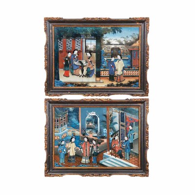 Lot 407 - Pair of Framed Chinese Export Reverse...