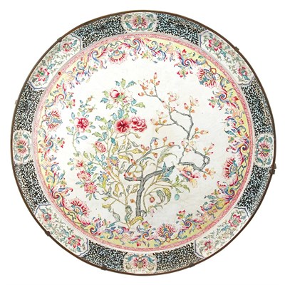 Lot 393 - Chinese Enamel Charger 19th Century Painted in...