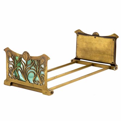Lot 496 - Art Nouveau Gilt-Metal and Slag Glass...