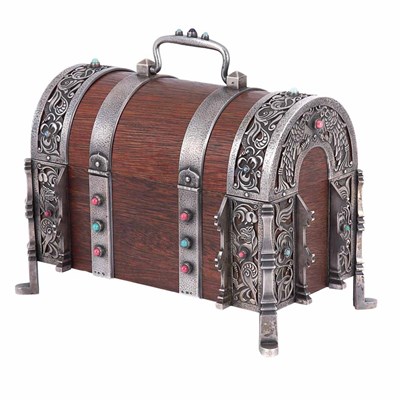 Lot 272 - Russian Silver Mounted Oak Casket Stamped...