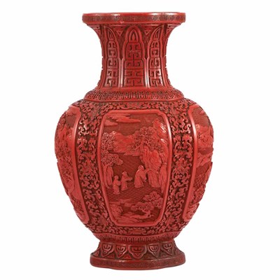 Lot 104 - Chinese Cinnabar Lacquer Vase 19th Century The...