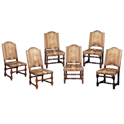 Lot 135 - Assembled Set of Six Italian Baroque Walnut...