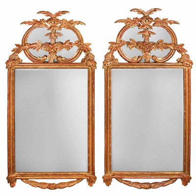 Lot 153 - Pair of Continental Rococo Gilt-Wood Mirrors...