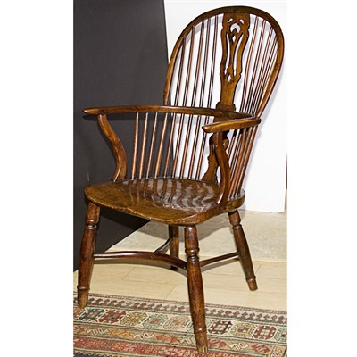 Lot 298 - English Yew and Elm Wood Windsor Armchair 19th...