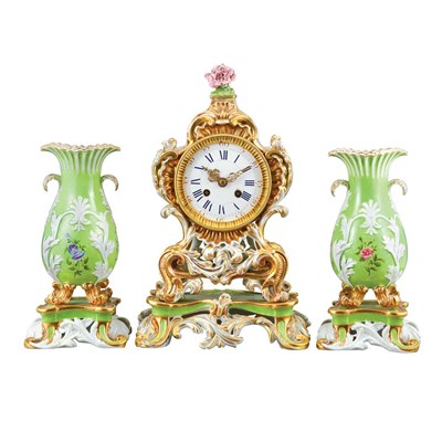 Lot 219 - Rococo Style Gilt Decorated Porcelain Clock...