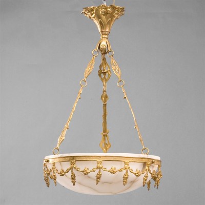 Lot 520 - Louis XVI Style Gilt-Metal and Alabaster Three-...