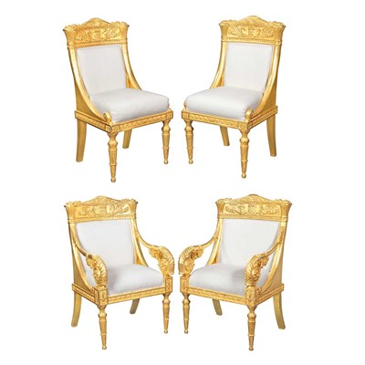 Lot 596 - Set of Twelve Empire Style Carved and...