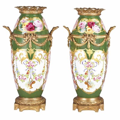 Lot 165 - Pair of Louis XVI Style Gilt-Bronze Mounted...