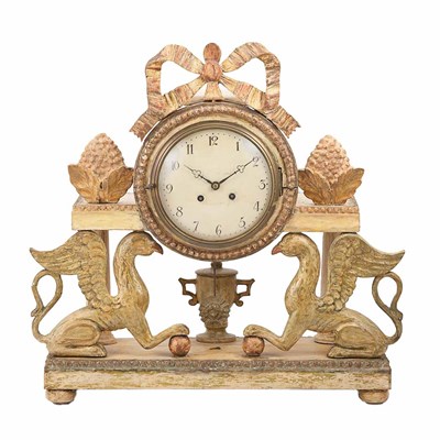 Lot 424 - Continental Neoclassical Painted Mantel Clock...