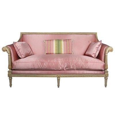 Lot 426 - Louis XVI Painted and Parcel Gilt Canape Late...