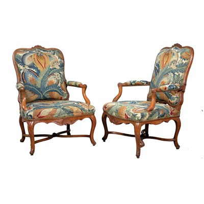 Lot 260 - Pair of Early Louis XV Oak Fauteuils a la...
