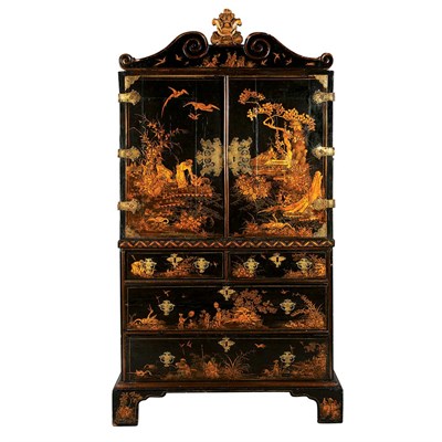 Lot 309 - George II Gilt Brass Mounted Black and Cream...