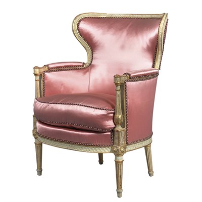 Lot 433 - Louis XVI Painted and Parcel Gilt Bergere a...