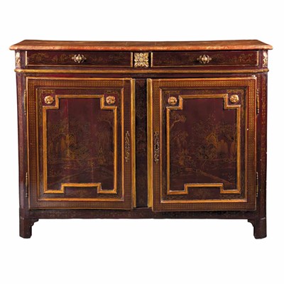 Lot 343 - Provincial Louis XVI Red Lacquered Buffet The...