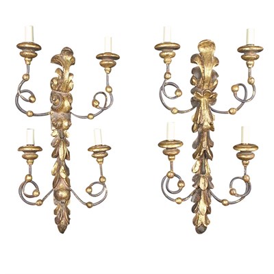 Lot 253 - Pair of Italian Rococo Style Gilt-Wood and...