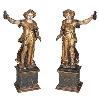 Lot 172 - Pair of Italian Baroque Painted and Parcel...