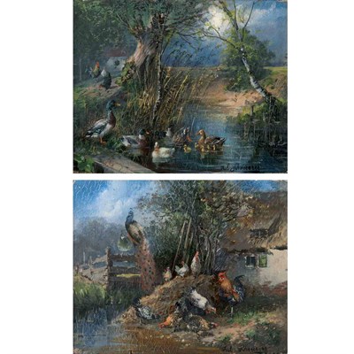 Lot 43 - Julius Scheuerer German, 1859-1913 Ducks and...