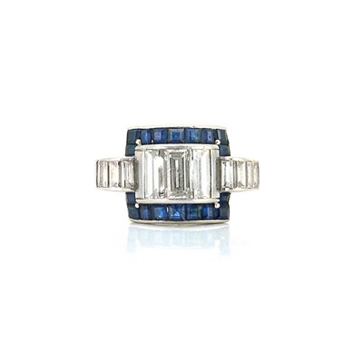 Lot 855 - Platinum, Diamond and Sapphire Ring