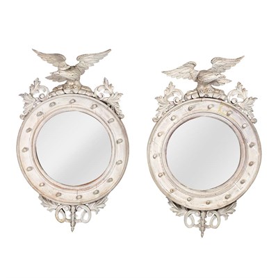 Lot 468 - Pair of Regency Style Limed Wood Convex...