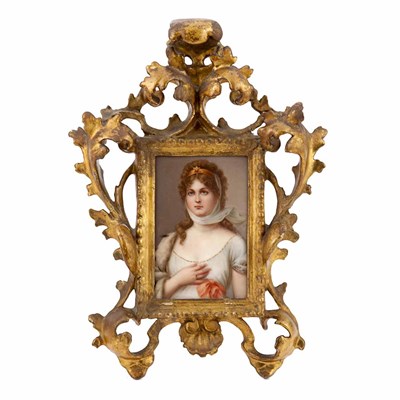 Lot 119A - Framed Continental Painted Porcelain Plaque of...