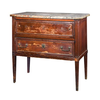 Lot 147 - Provincial Louis XVI Style Marble Top Stained...