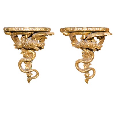 Lot 237 - Pair of Neoclassical Style Gilt-Wood Brackets...