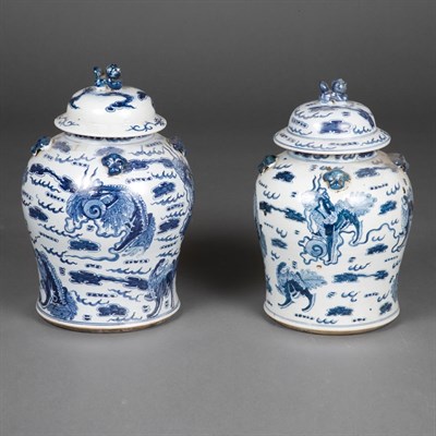Lot 209 - Pair of Chinese Blue and White Porcelain...