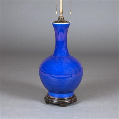 Lot 324 - Chinese Blue Glazed Porcelain Lamp Height 16...