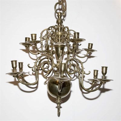 Lot 472 - Anglo/Dutch Style Brass Twelve-Light...
