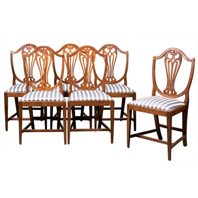 Lot 317 - Set of Six English Mahogany Shield Back Chairs...