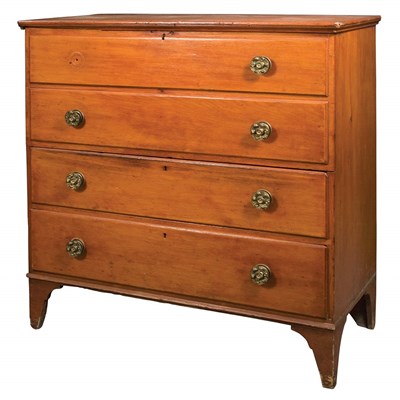 Lot 119 - Federal Pine Blanket Chest Over Drawers 19th...