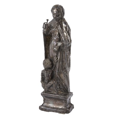 Lot 317 - Continental Silver Figure of Saint Michael...