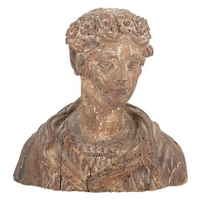 Lot 435 - Italian Neoclassical Walnut Bust of Flora...